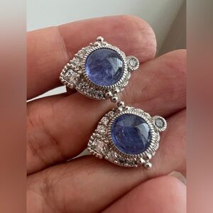 judith ripka sterling Silver tanzanite Gemstone Earrings